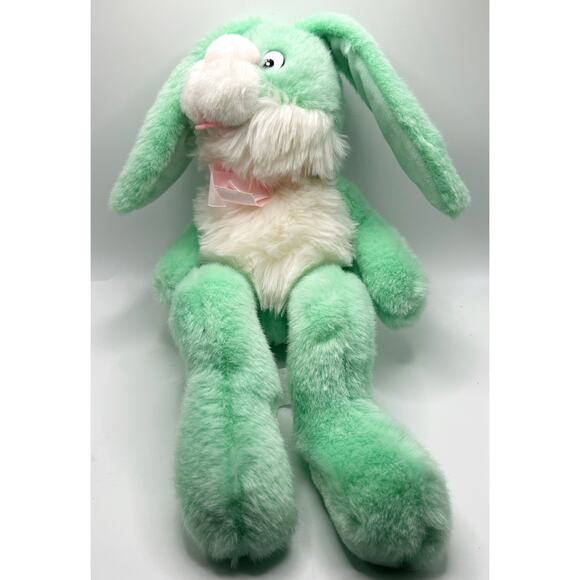 VNTG Chosun International Mint Green Rabbit Stuffed Animal w/ Posable Body - Picture 1 of 4